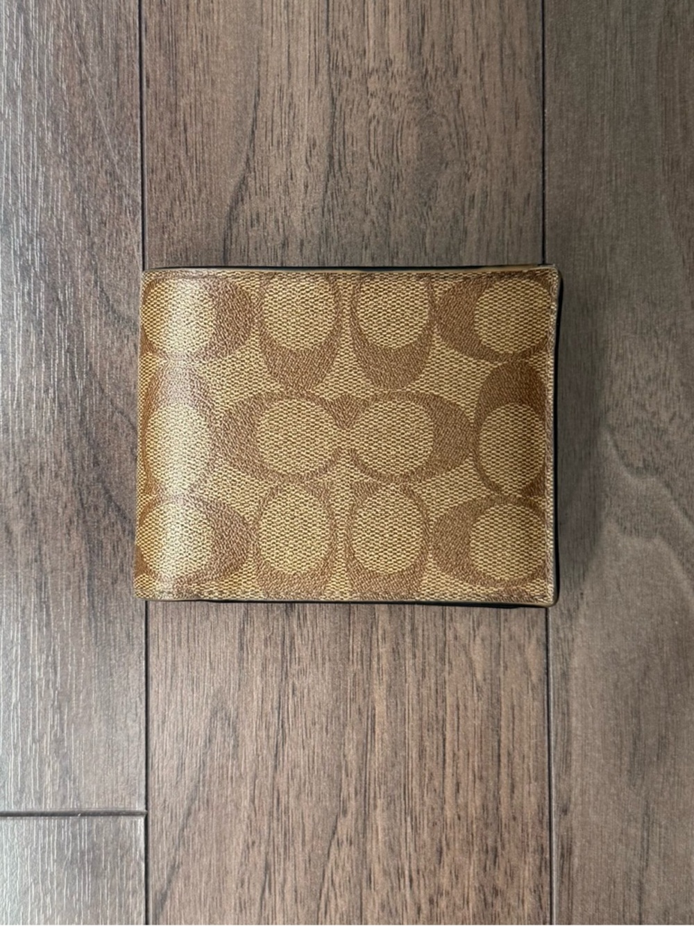 Coach Brown Khaki Signature Folded Wallet